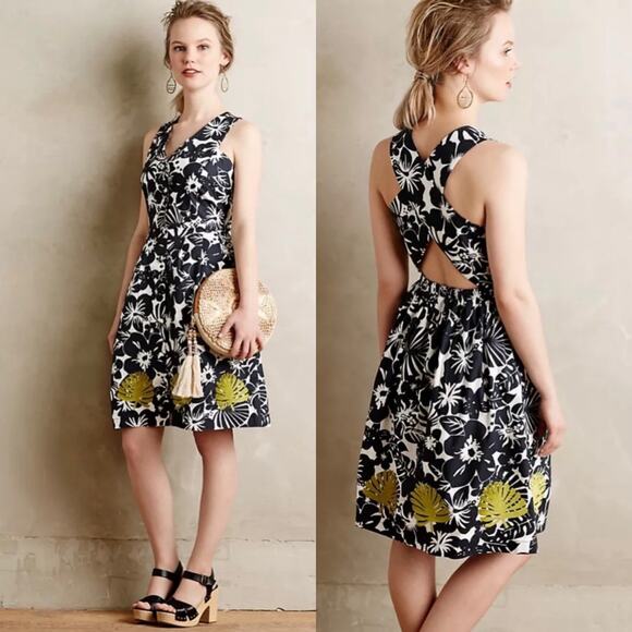Anthropologie Dresses & Skirts - Anthropologie Whit Two Hana Embroidered Floral Leaf Print Crossback Dress 12